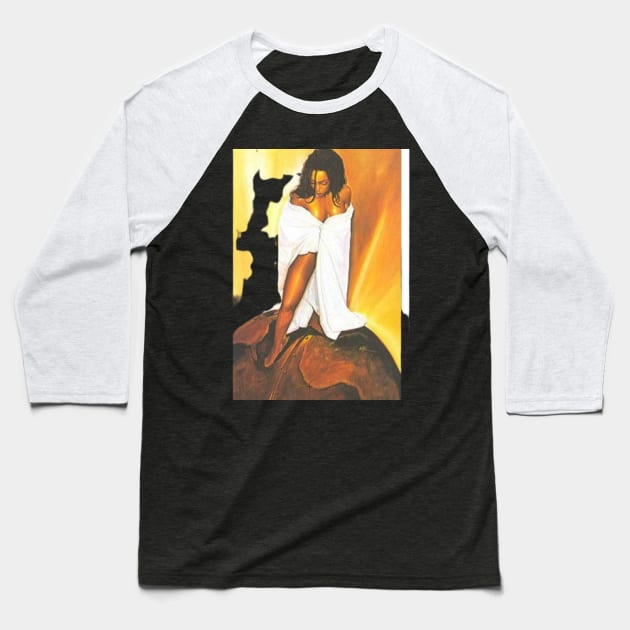 Black Woman Baseball T-Shirt by CoreDJ Sherman